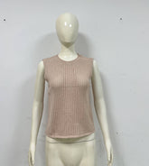 Cutout Dehaired Angora Covering Yarn Sleeveless Knitted Pullover Vest Top
