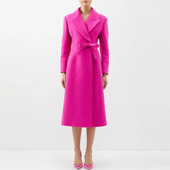 Star Slim Fit Bow Long Woolen Coat Woolen Coat