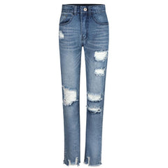 Jean délavé effiloché, coupe slim, pantalon moulant à la cheville, Tide