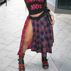 Jupe personnalisée à carreaux contrastés et coutures