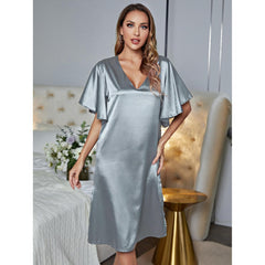 Pajamas Silk like High Grade Home Wear Ice Silk Satin Nightdress