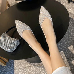 Women's Full Diamond Shallow Mouth Pointed Toe