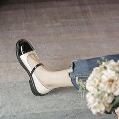 Escarpins à talons épais et ronds assortis pour femmes, style authentique