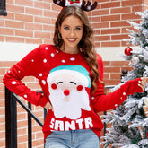 Weihnachtsmann Pullover Pullover Buchstaben Grafik Stickerei Weihnachten Roter Pullover