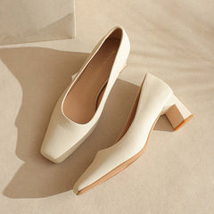 Attractive Women's Square Head Pumps Low