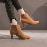 Bottes courtes à talons aiguilles et bout pointu pour femmes