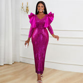 Taillenverschlankendes Sequ-Kleid Weihnachtsgeschenk Rüschen One Step Kleid
