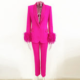 Star Luxury Straußenfedern Echte Federn Strass Grün Obst Kragen Blazer