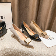 Women's Stiletto Autumn Korean Square Buckle Soft