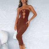 Party Mesh Stitching Tube Top Rhinestone Hip Dress