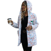 Hooded Long Sleeve Loose Snowflake Plush Christmas Casual Jacket