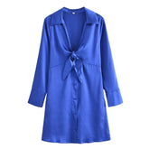 Bowknot Decoration Silkging Texture Dress