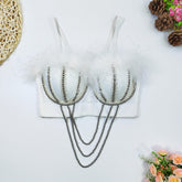 Corset gainant de haute qualité, corset ultra court à armatures perlées, poitrine enveloppée, coutures, haut tubulaire en plumes, soutien-gorge de voyage