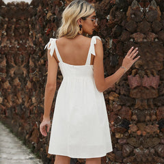 Sundress Office Short Strap Solid Color Casual Knitted Dress
