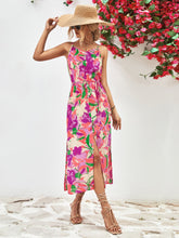 Spaghetti Strap Floral Print Split Dress