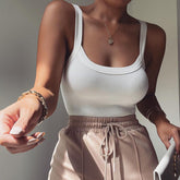 Slim Fit Sleeveless Bodysuit Rib Sunken Stripe Base