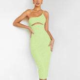 Mesh Shoulder Hollow Out Cutout Boning Corset Backless Hip Dress