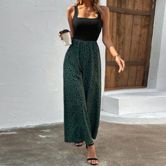 Printed Vest Jumpsuit Long Waist Slimming Wide Leg Pants