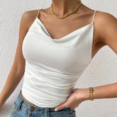 Schmaler, schwingender Kragen, hochelastisches Strick-Slingtop
