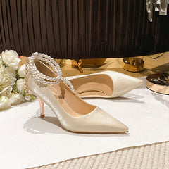 Women's High Stiletto Satin Fairy Style French