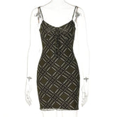 Plaid Printed Chest Strap Cami Dress