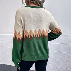 Christmas Knitwear Retro Diamond Lattice Sweater