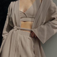 Einfaches Waffel-Nachthemd, Weste, Shorts, Pyjama, dreiteiliges Set, Homewear