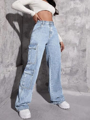 Wind Workwear Jeanshose mit Balgtaschen und mehreren Taschen, gerades Bein