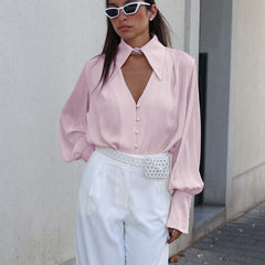 All Match Weißes Hemd Lässiges, lockeres Langarmhemd