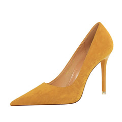 Women's Stiletto Suede Shallow Mouth Pointed Toe Heels