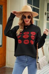 Pull col rond Saint-Valentin Pull Love Sweater