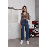 Pantalon en jean ample, pantalon évasé décontracté