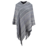Knitted Tassel Shawl Cape Striped Hooded Scarf