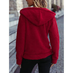 Wear Hooded Long Sleeve Zipper Loose Plush Christmas Casual Jacket