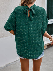 Sources Solid Color Casual Chiffon Irregular Asymmetric Short Sleeve Top