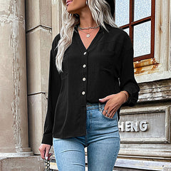 Polo Collar Solid Color Shirt