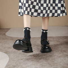 Escarpins Lolita style preppy d'été pour femmes à fleurs