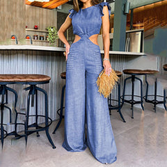 Jumpsuit Kurzes Outfit Lockerer Jumpsuit mit weitem Bein