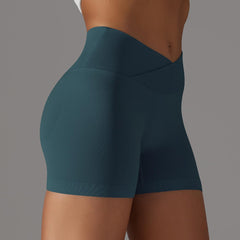 Seamless Tight Skin Friendly Fitness Pants Cross Waist Bum Lift Shorts High Waist Peach Hip Three Points Skinny Yoga Pants