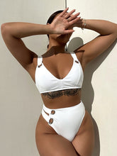 Bikini Solid Color Split Small Sunken Stripe Swimsuit