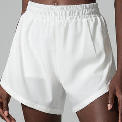 Hidden Pocket Loose Sports Shorts Faux Two Piece Woven Yoga Fitness Shorts