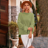 Pull à col haut, ourlet fendu, manches cloche