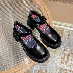 Damen Echte Mary Jane Plateau Preppy Style Klein