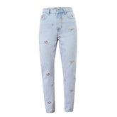 Hosen Stickerei Denim Lose Hosen Gerade Hosen