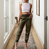 Trendy Cargo Pants Street Hipster Multi Pocket Flip High Waist Ankle Tied Trousers