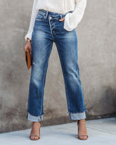 Urban Casual Washed out Straight Leg Denim Trousers