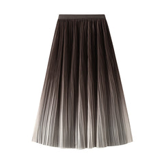 Elegant Graceful Gradient Color Pleated Skirt Light Luxury High Waist A line Skirt