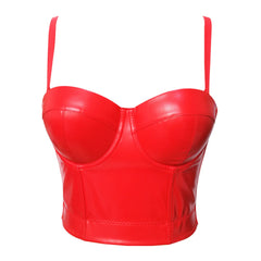 Leather Tube Top Artificial Sheepskin Sling Vest Inner Match Bra Free Beauty Model Boning Corset Top