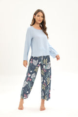 Ensemble pyjama décontracté en rayonne avec pantalon à manches longues