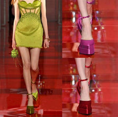 Women's Summer Platform Chunky High Pointed Heels